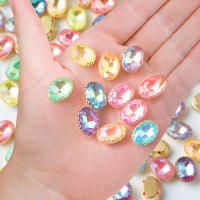 10x14mm Ovalado Diamante Coloreado Para Manualidades Joyería Vestimenta Zapatos Sombreros Accesorios DIY Bordado De Ojo De Caballo - details 2