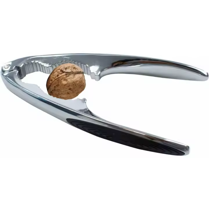 Cascanueces de metal - Abridor de galletas de nuez con asas de goma - Cascanueces resistente - Accesorios de cocina - Antideslizante - Cascanueces de marisco - Plata - 1