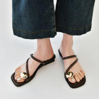 Sandalias De Lujo Para Mujer Zapatos De Verano Mules De Cuña Plataforma Retro Con Decoración Metálica Cierre Pull on Talla True - details 15