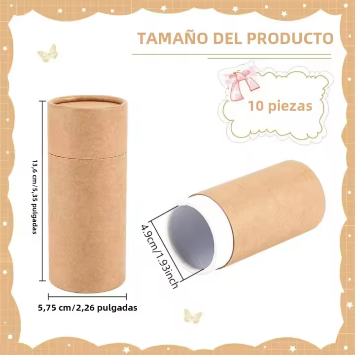 10PCS Tubos De Papel Kraft De 100ml Para Lápices Té Café Cosméticos Artesanías Caja De Regalo Redondos Y Ecológicos - 1