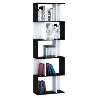 HOMCOM Librería de 5 Niveles, Estantería para Libros en Forma de S con 10 Estantes, para Sala de Estar, Dormitorio, Estudio, Oficina, 60x24x184,5 cm, Blanco y Negro - details 0