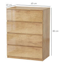 HOMCOM Cómoda de 4 cajones para dormitorio, estilo moderno y elegante, con mecanismo de cierre suave, para dormitorio y salón, madera natural - details 2