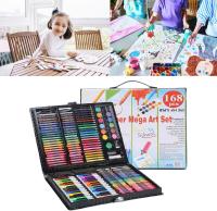 XINYIN Materiales artísticos, paquete de 168 kits de juego de pintura para arte, caja de regalo artístico, arte y artesanías con lápices lápices de acuarela, juego de pintura para niños adultos - details 2