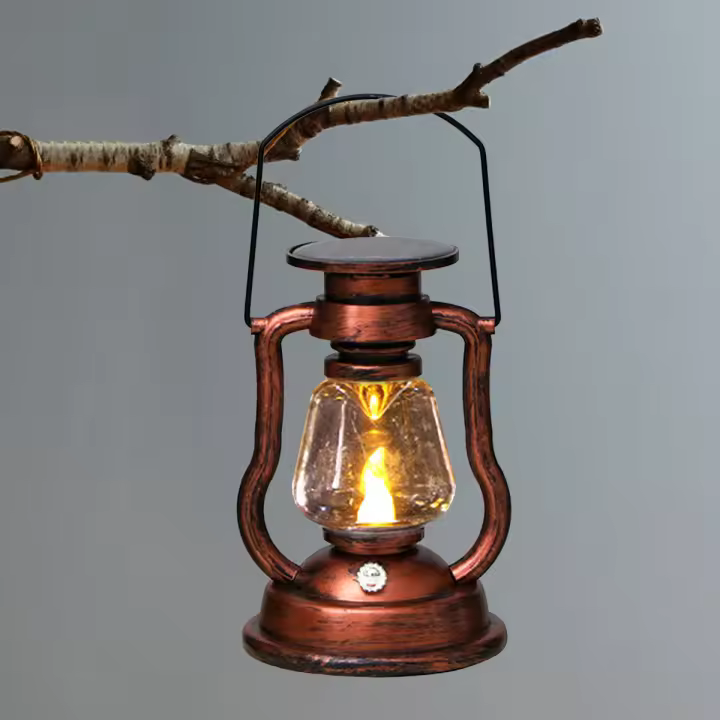 Lámpara De Aceite Retro Con Luz LED Solar Para Jardín Patio Exterior Decoración Colgante Iluminación Para Camping Picnic - 1
