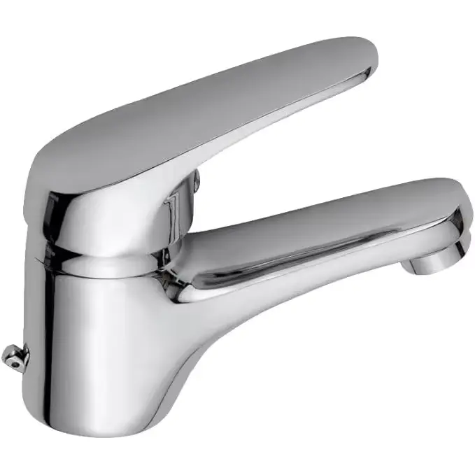 BIT Grifo Lavabo Aleación Zinc, Cromado, Agua Caliente-Fría, Latiguillos, Caño Bajo, Monomando - 1