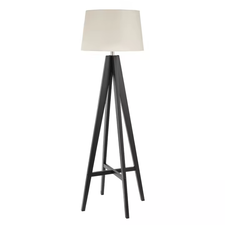 Caballete Madera Marrón Tela 1 Luz E27 Cepilladora Contemporánea - 1