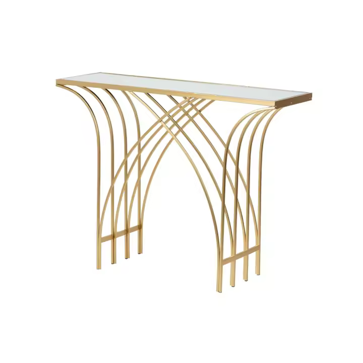 Consola Metal Espejo Dorada 104x30x79 Cm - 1