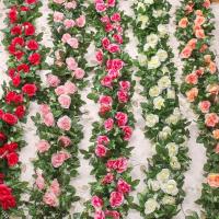2pcs Rosas Artificiales De Seda Con Vínculo De Rattan Decoración De Pared Para Bodas Y Fiestas Adorno De Jardín Para El Hogar - details 0