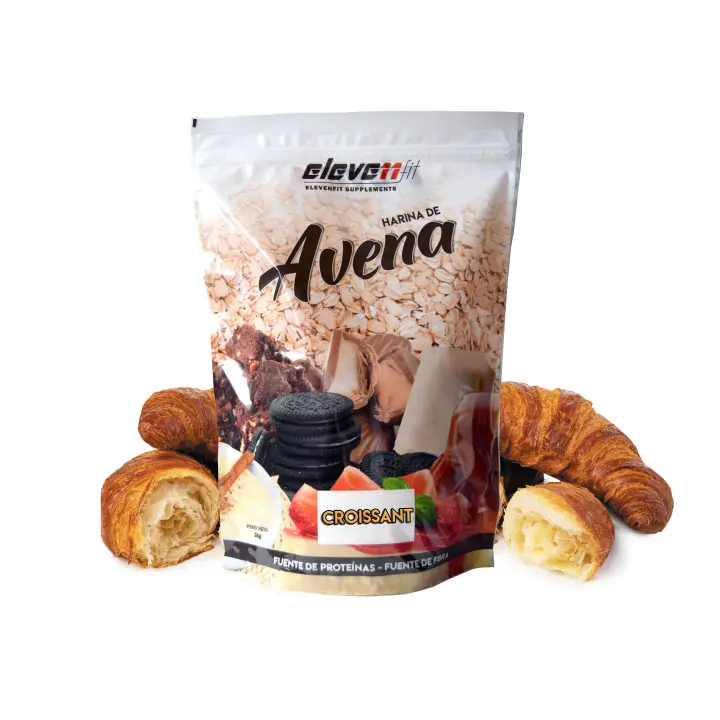 Eleven Fit Harina de Avena / Fuente de Hidratos de Carbono y Proteínas - Ideal para Tortitas - 18 Deliciosos Sabores - Efecto Saciante y Beneficios de Alta Nutrientes Sabor Croisant 1KG - 1