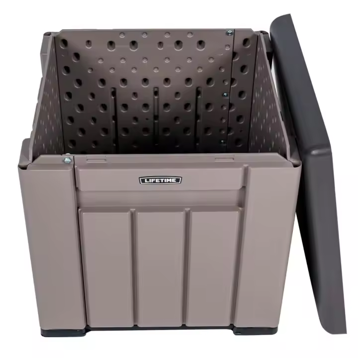 Cubo almacenamiento gris con puertas y techo abatibles Lifetime 51,2X51,2X50,8 cm (Color Baby 92312) - 1