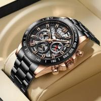 Reloj De Pulsera De Cuarzo LIGE 2024 Para Hombre Marca Top Lujo Hollow Resistente Al Agua Deportivo Cronógrafo De Acero Inoxidable - details 11