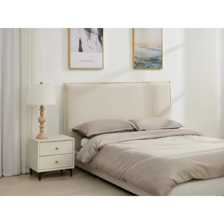 Vente-unique - Cabecero desenfundable 150 cm - Algodón y lino - Beige - TAHIME - 1