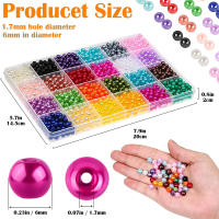 Kit De 1200 Piezas De Perlas Redondas De 6mm Para Fabricación De Joyas Colores Variados Hechas De Simulacros De Perlas Para DIY Pulseras Collares Y Aretes - details 1