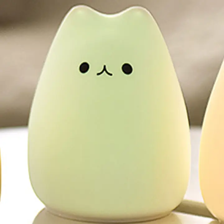 Lámpara Nocturna LED De Silicona Suave Sensor De Toque Gato Para Dormitorio Decoración Hogar 7 Colores Regalo De Cumpleaños Para Niños - 1