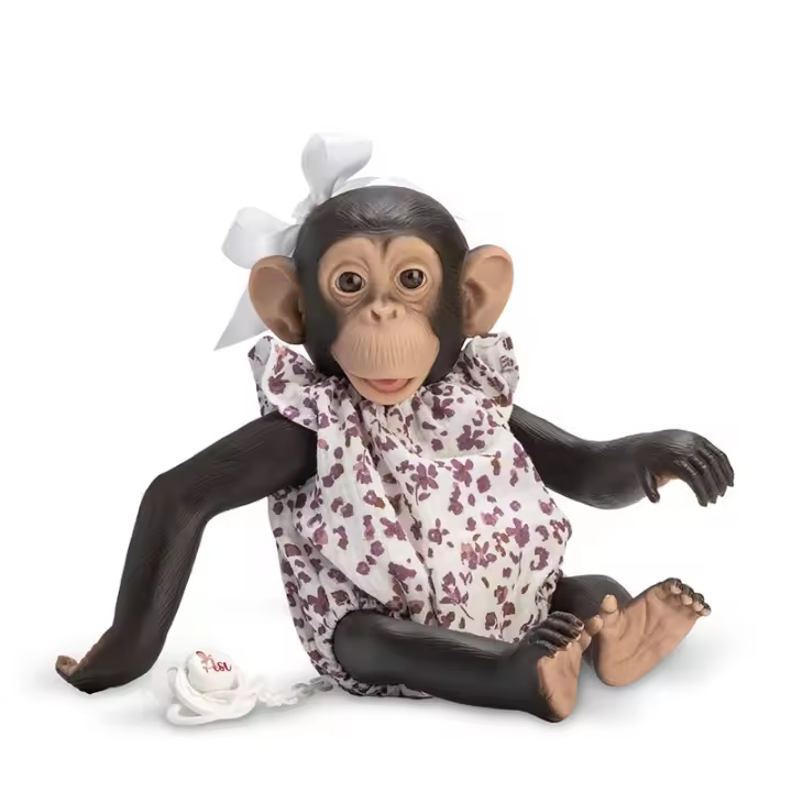 Asi Dreams Muñeco Lola La Chimpance Con Vestido Flores Moradas - 1