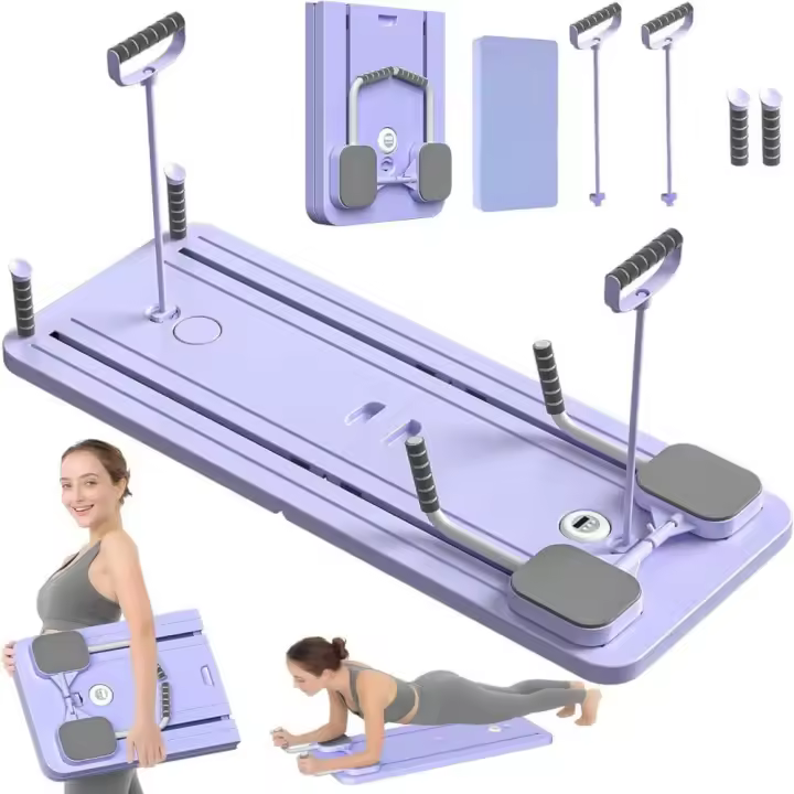 Pilates Reformando Compacto, 4 en 1 Pilates Plegable,La rueda abdominal push-up rebota automáticamente temporizador,Tabla Abdominal Pilates Multifunción para el Hogar y el Gimnasio - 1