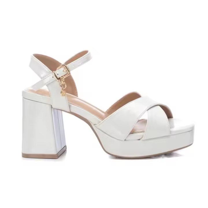 XTI 142356 Sandalias con tacón de mujer en blanco de piel vegana - 1