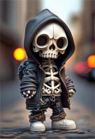 Figura decorativa de esqueleto con sudadera - Diseño urbano moderno para decoración de interiores o jardín - details 3