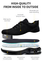 Zapatos De Seguridad Con Suela De Air Cushion Para Hombre Y Mujer Antipinchazos Transpirables Con Punta De Acero Zapatillas De Trabajo Protección Respirables Talla Verdadera - details 2