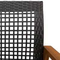 vidaXL Banco de jardín madera de acacia y ratán PE negro 112 cm - details 6