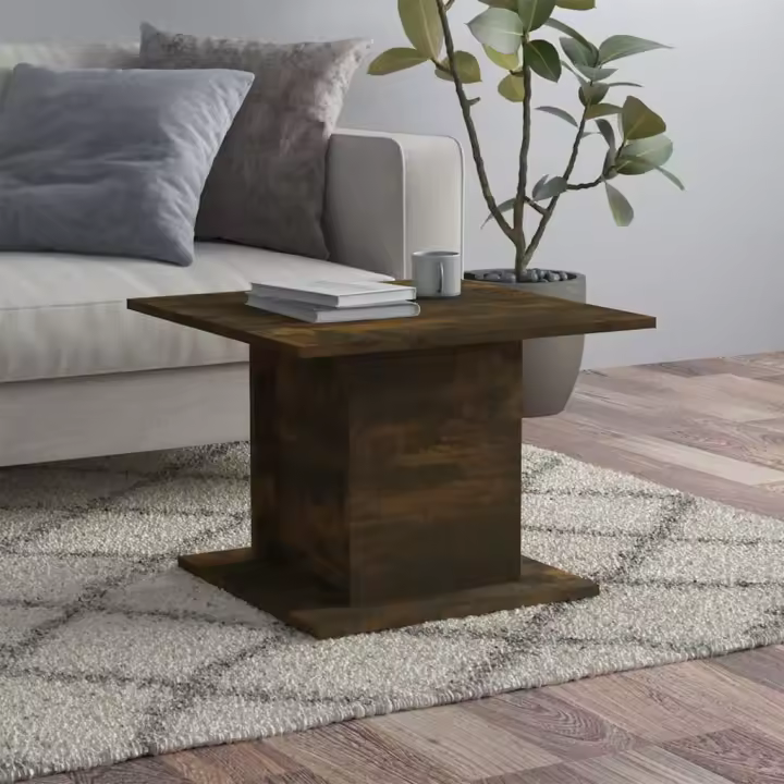 vidaXL Mesa de centro madera ingeniería roble ahumado 55,5x55,5x40 cm - 1