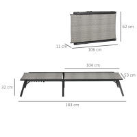 Outsunny Tumbona de Ratán Reclinable Plegable Tumbona de Jardín con Respaldo Ajustable en 5 Niveles y Marco de Acero Carga 150 kg para Patio Terraza Gris Claro Degradado - details 8