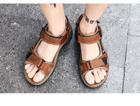 Sandalias De Verano Para Hombre En Cuero Genuino Gladiador Cómodas Para Playa Y Exteriores Tallas 38-46 Cierre Con Hebilla - details 14