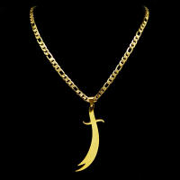 Collar Pendentivo De Acero Inoxidable En Color Oro Con Pendiente De Espada Zulfiqar De Imam Ali Religión Islámica Para Hombres Y Mujeres - details 1