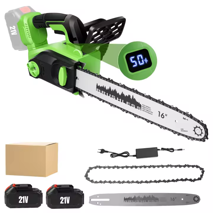 Motosierra eléctrica sin escobillas de 16 pulgadas, herramienta de poda portátil de 2200W, recargable, inalámbrica, para batería Makita de 18V - 1