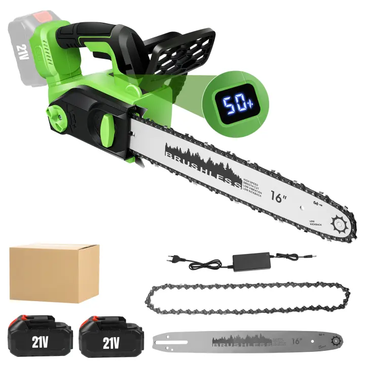 Motosierra eléctrica sin escobillas de 16 pulgadas, herramienta de poda portátil de 2200W, recargable, inalámbrica, para batería Makita de 18V - 1