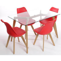 ORION91 Silla SIRIO Color Rojo Asiento Acolchado Piel Sintética y Patas Haya 54x81x48cm Comedor Oficina Salón Teletrabajo Cocina - SpazioLuzio - details 1