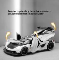Modelo De Coche Diecast KNSG Jesko a Escala 1:32 Con Luces Y Sonido Puertas Abiertas Cuerpo De Aleación Neumáticos De Goma Regalo Para Niños - details 6