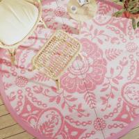 vidaXL Alfombra de exterior ARAKIL Ø200 cm PP en color Rosa/Marrón/Gris claro y blanco y más - details 0