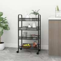 vidaXL Carrito de cocina 4 niveles hierro 46x26x85 cm en color Blanco/Negro/Gris - details 1