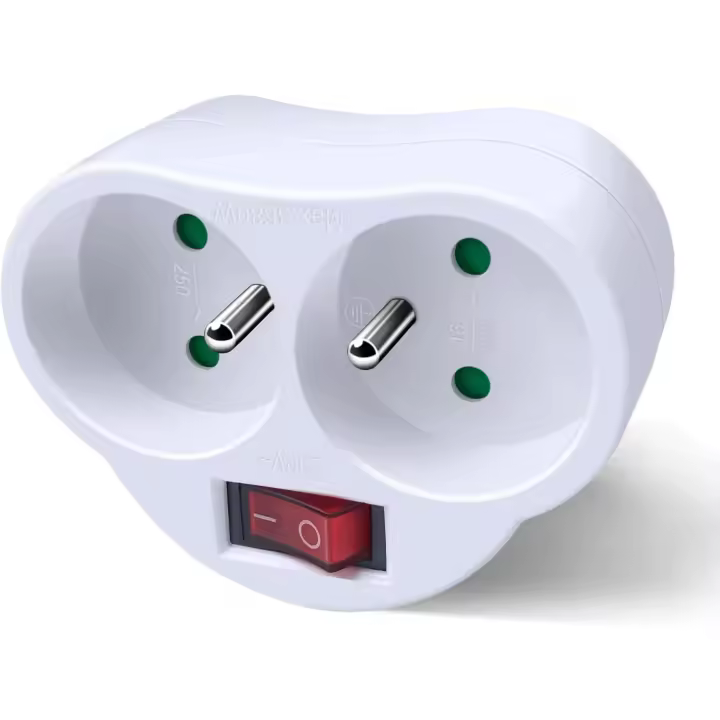 Tomas de corriente con interruptor, recleta de enchufes 2 en 1, Toma de comparación ideal para el hogar, La Oficina, El dormitorio, 16 A, 230 V, color Blanco - 1