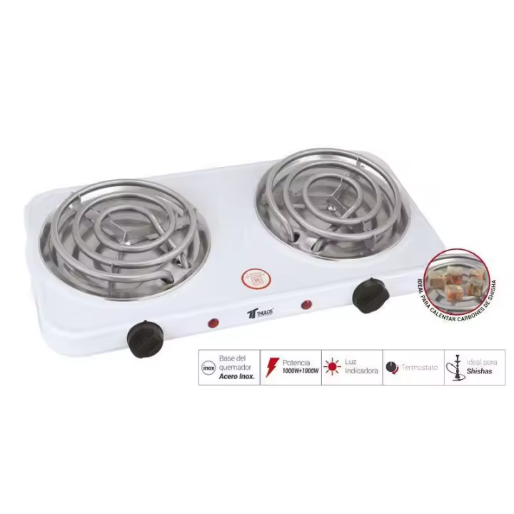 COCINA ELÉCTRICA 2 QUEMADORES ESPECIAL PARA CARBONES DE SHISHAS - 1