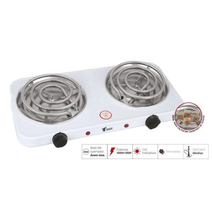 COCINA ELÉCTRICA 2 QUEMADORES ESPECIAL PARA CARBONES DE SHISHAS - 1