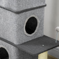PawHut Barril Rascador para Gatos de 3 Niveles Altura 102 cm Torre para Gatos con Caseta de Fieltro Desmontable Poste de Sisal Cama y Bola de Juguete 60x40x102 cm Gris - details 5