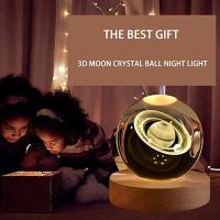 Lámpara De Cristal 3D Con Proyecciones De Galaxia Y Planetas Luz Nocturna USB Para Atmosfera Acogedora BMAD Novelty Lighting - details 2