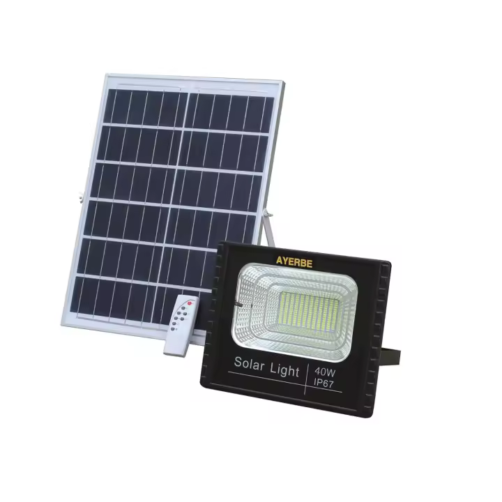 Ayerbe Proyector Solar LED 40W con Control Remoto - Alta Potencia - 1