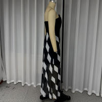 Vestido Midi Sin Mangas Para Mujer De Moda Con Cintura Ajustada Y Estampado Multicolor Vestido De Noche Para Fiesta Streetwear - details 2