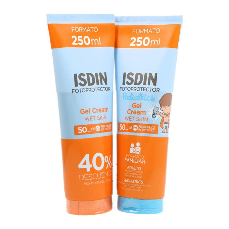 Isdin Fotoprotector Spf50 Wet Skin Gel Crema Adulto 250ml + Gel Crema Niño 250ml Pack