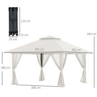 Outsunny Carpa Plegable Pop-up 3,92x3,92x2,83 m Cenador de Jardín con Altura Ajustable Protección UV50+ Doble Techo Mosquiteras y Bolsa de Ruedas para Fiestas Camping - details 2
