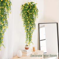 3pcs Plantas Colgantes Artificiales Hoja De Eucalipto Falsa Verdeza Vino De Plástico Resistente Al UV Para Exteriores Decoración De Fiesta - details 6