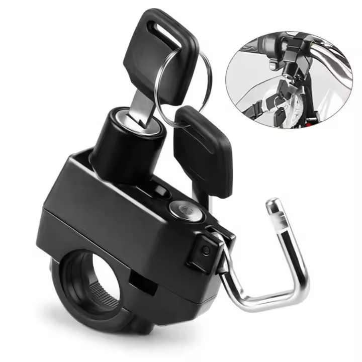 Cerradura Antirrobo Para Casco De Motocicleta Tamaño Compacto Tratamiento De Hierro Fundido Negra Resistente Al Rusticidad Fijación Sencilla Y Rápida - 1