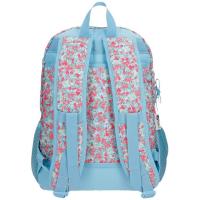 Mochila escolar Pepe Jeans Aide flores 44 cm doble compartimento adapatable a carro - Tirantes anchos, ergonómicos y acolchados que se adaptan perfectamente a la espalda - pompón azul - details 1