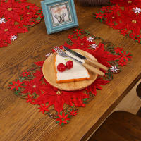 4PCS Telas De Mesa Navideñas Bordadas Y Impresas 28x43cm Para Fiestas Y Picnics Decoración De Mesa Pastoral Estilo Impermeable Poliéster/Celulosa - details 1