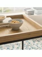 BLOOM STORE-Mesas Auxiliares para Salón Mesas Nidos de 2 Piezas,Exquisita Mesa Auxiliar Industrial, Mesa Baja Cuadrada, Mesa Auxiliar para Sofá con Tapa De Madera, Mesa Central para Sala De Estar Y Dormitorio, - details 1