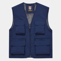 Chaleco De Moda Para Hombre FGKKS Color Sólido Estilo Herramienta Delgado Con Multiple Bolsillos Casual Cierre De Cremallera Talla Regular - details 4