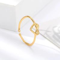 Anillo De Acero Inoxidable Para Mujer Color Oro Coupl Gold Diseño De Corazón Tendencia 2024 Joyería Lujo Aesthetic Anillos Mujer - details 3